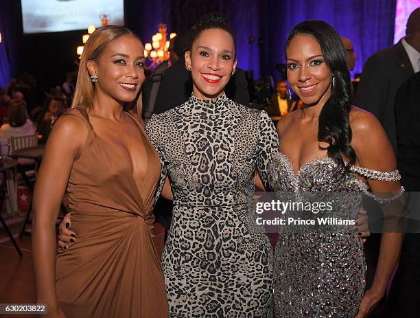 Marsha Glover, Grace Miguel and Sarah Reed attend the 33rd Annual UNCF Mayors Masked Ball at Atlanta Marriott Marquis on December 17, 2016 in...