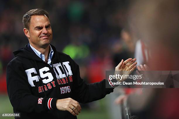Former head coach or manager, Frank de Boer is thanked by the fans and club at half time during the Eredivisie match between Ajax Amsterdam and PSV...