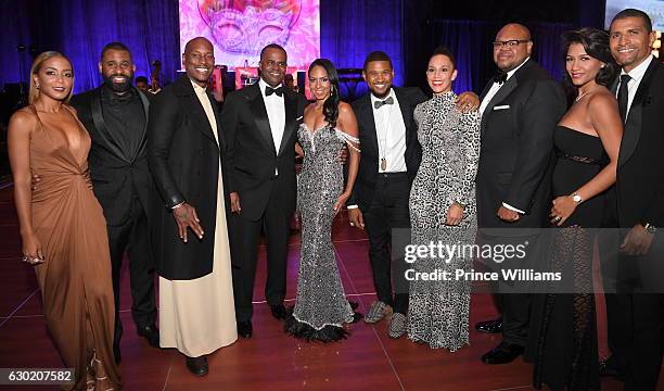 Marsha Glover, Ryan Glover, Tyrese, Kasim Reed, Sarah Elizabeth Reed, Usher Raymond and Grace Miguel attend the 33rd Annual UNCF Mayors Masked Ball...