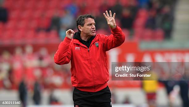 Toulon assistant coach Mike Ford reacts before the European Rugby Champions Cup match between Scarlets and RC Toulonnais at Parc Y Scarlets on...