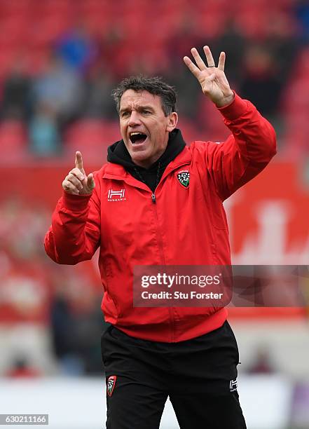 Toulon assistant coach Mike Ford reacts before the European Rugby Champions Cup match between Scarlets and RC Toulonnais at Parc Y Scarlets on...