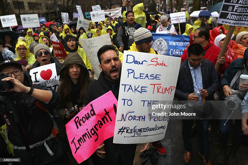 Immigration Rights Activists March From United Nations To Trump Tower