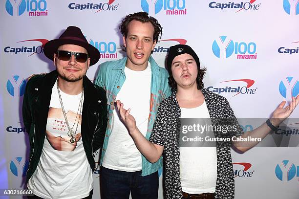 Mark Falgren, Magnus Larsson and Lukas Forchhammer attend the Y100's Jingle Ball 2016 - PRESS ROOM at BB&T Center on December 18, 2016 in Sunrise,...