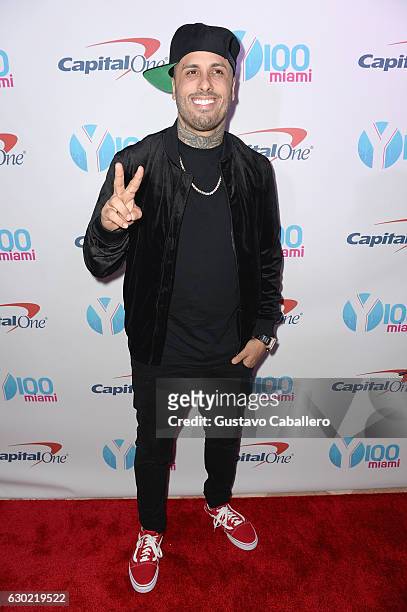 Nicky Jam attends the Y100's Jingle Ball 2016 - PRESS ROOM at BB&T Center on December 18, 2016 in Sunrise, Florida.