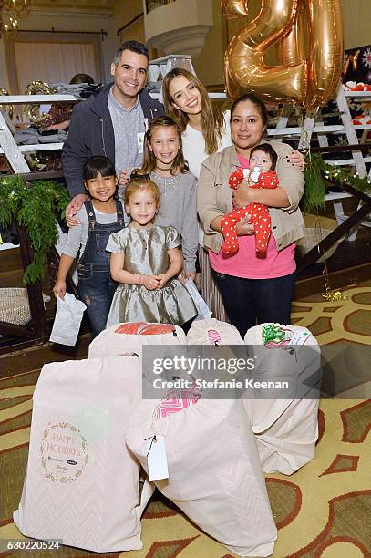 Cash Warren, Jessica Alba, daughters and guests attend Baby2Baby Holiday Party Presented By Old Navy at Montage Beverly Hills on December 18, 2016 in...