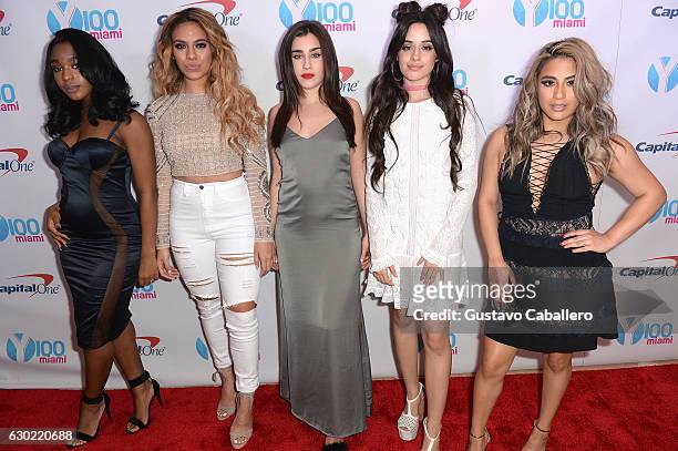 Normani Hamilton, Dinah Jane Hansen, Lauren Jauregui, Camila Cabello, and Ally Brooke of Fifth Harmony attend the Y100's Jingle Ball 2016 - PRESS...