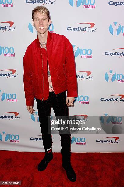 Machine Gun Kelly attends the Y100's Jingle Ball 2016 - PRESS ROOM at BB&T Center on December 18, 2016 in Sunrise, Florida.