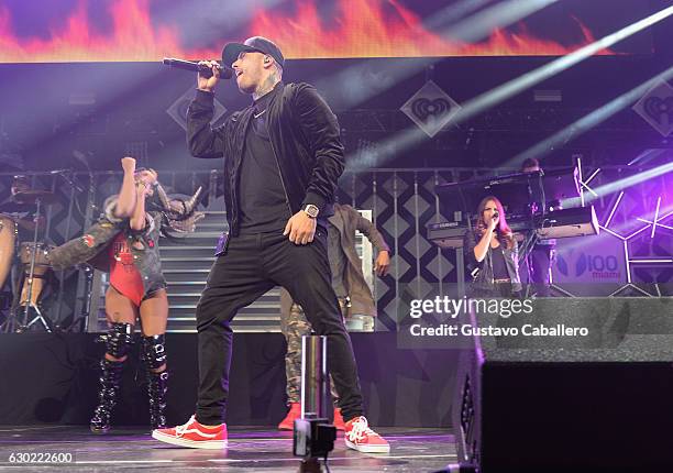 Nicky Jam performs at the Y100's Jingle Ball 2016 at BB&T Center on December 18, 2016 in Sunrise, Florida.