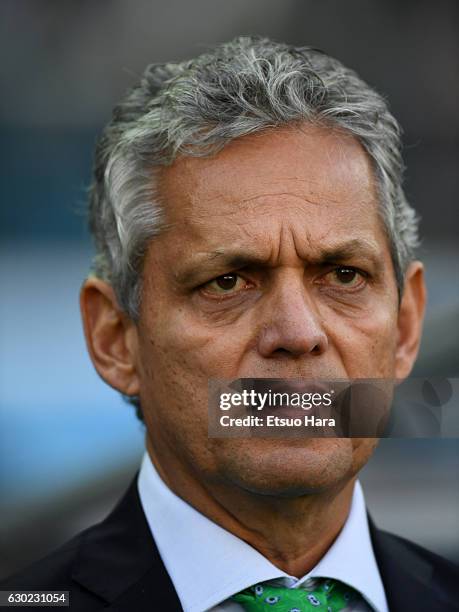 Coach Reinaldo Rueda of Atletico Nacional looks on prior to the FIFA Club World Cup 3rd place match between Club America and Atletico National at...