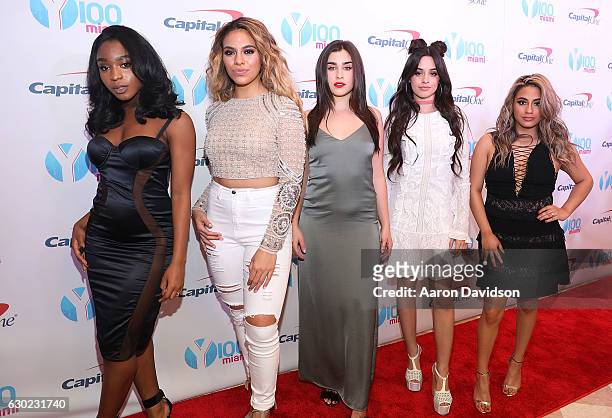 Normani Hamilton, Dinah Jane Hansen, Lauren Jauregui, Camila Cabello, and Ally Brooke of Fifth Harmony attend Y100's iHeartRadio Jingle Ball 2016 at...
