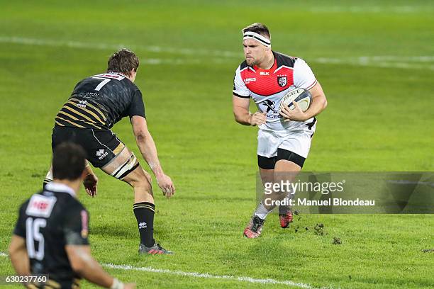 Maks Van Dyk of Toulouse during the European Champions Cup match between Stade Toulousain and Zebre at Stade Ernest Wallon on December 17, 2016 in...