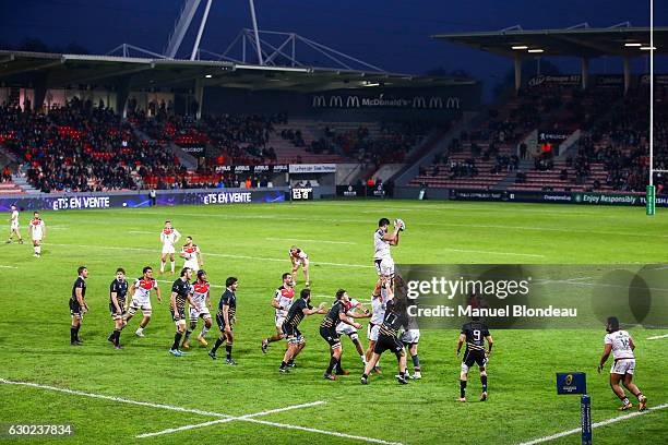 Talalelei Gray of Toulouse during the European Champions Cup match between Stade Toulousain and Zebre at Stade Ernest Wallon on December 17, 2016 in...