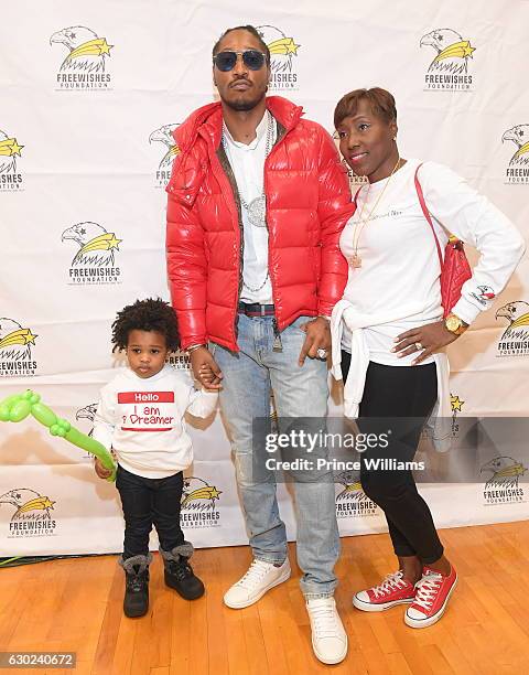 Future, Future Zahir Wilburn and Stephanie Jester attend A Winter wishland presented By Future at Bessie Branham Park on December 18, 2016 in...