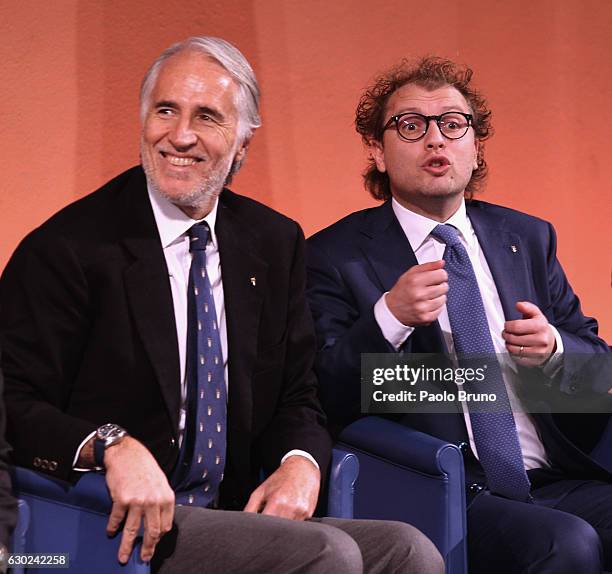 President Giovanni Malago' and Sports Minister Luca Lotti attend the Italian Olympic Commitee 'Collari d'Oro' Awards at Foro Italico on December 19,...