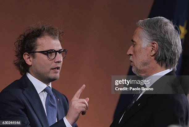 President Giovanni Malago' and Sports Minister Luca Lotti attend the Italian Olympic Commitee 'Collari d'Oro' Awards at Foro Italico on December 19,...