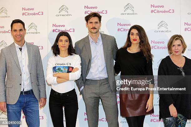 Irene Visedo, Sergio Mur and Olivia Molina present 'Soundrise by Citroen C3' at Citroen store on December 16, 2016 in Madrid, Spain.