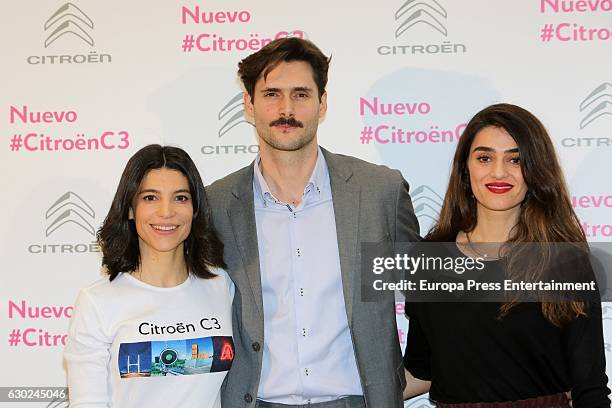 Irene Visedo, Sergio Mur and Olivia Molina present 'Soundrise by Citroen C3' at Citroen store on December 16, 2016 in Madrid, Spain.
