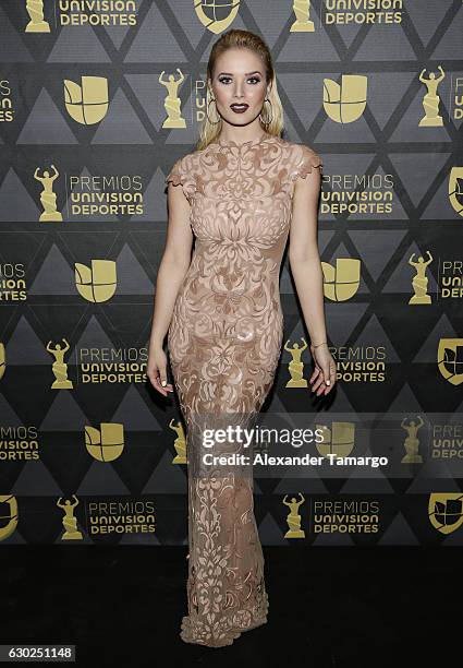 Kimberly dos Ramos is seen arriving at Premios Univision Deportes 2016 on December 18, 2016 in Miami, Florida.