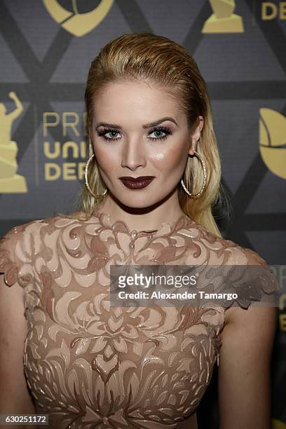 Kimberly dos Ramos is seen arriving at Premios Univision Deportes 2016 on December 18, 2016 in Miami, Florida.