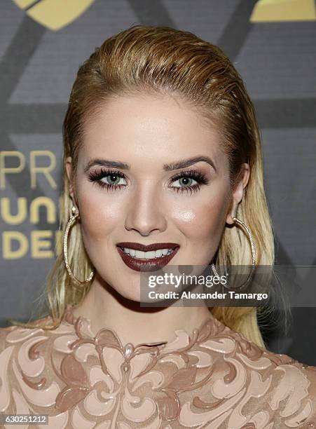 Kimberly dos Ramos is seen arriving at Premios Univision Deportes 2016 on December 18, 2016 in Miami, Florida.