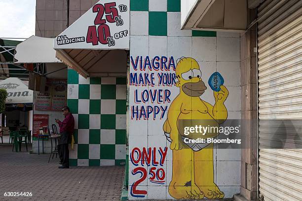 Viagra medication advertisement is displayed outside a pharmacy in Tijuana, Mexico, on Sunday, Oct. 23, 2016. Data from a U.S. Government survey...