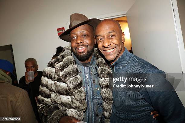 Wyclef Jean and Stephen Hill backstage at Terminal 5 on December 18, 2016 in New York City.