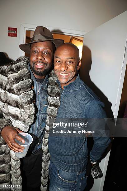 Wyclef Jean and Stephen Hill backstage at Terminal 5 on December 18, 2016 in New York City.
