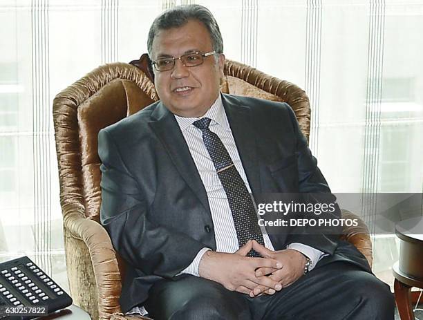 Picture taken on June 4, 2014 in Ankara, shows Andrei Karlov, the Russian ambassador to Ankara. - Karlov has been shot dead on December 19, 2016 in a...