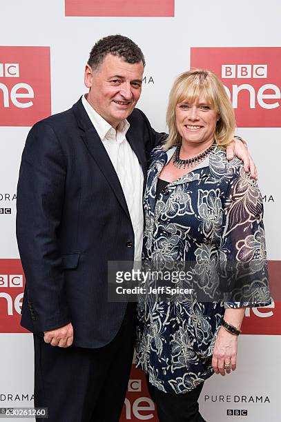Steven Moffat and Sue Vertue attend a screening of the Sherlock 2016 Christmas Special at Ham Yard Hotel on December 19, 2016 in London, England.