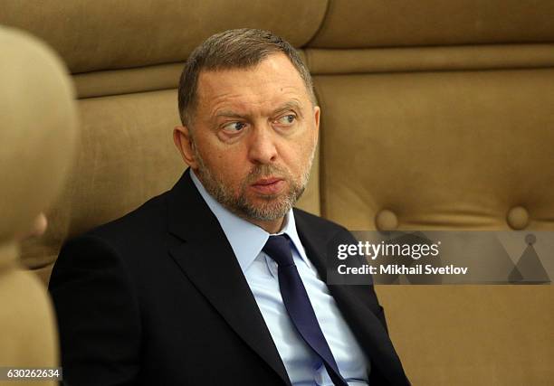 Russian billionaire and businessman Oleg Deripaska attends meeting with representatives of business community and business associations at the...