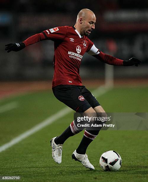 Miso Brecko of 1. FC Nuernberg in action during the Second Bundesliga match between 1. FC Nuernberg and 1. FC Kaiserslautern at Arena Nuernberg on...