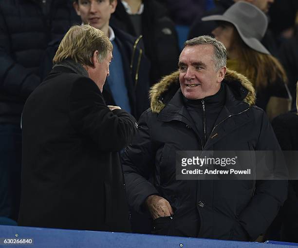 Kenny Daglish And Ian Ayre of Liverpool during the Premier League match between Everton and Liverpool at Goodison Park on December 19, 2016 in...
