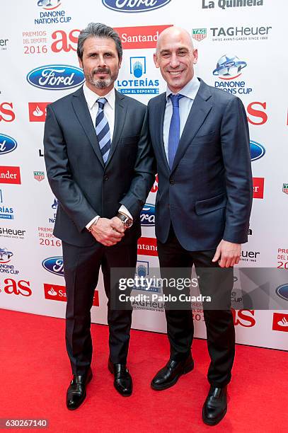 Rafael Alkorta and Luis Rubiales attend the 'AS Del Deporte' awards 2016 gala at Westing Palace Hotel on December 19, 2016 in Madrid, Spain.
