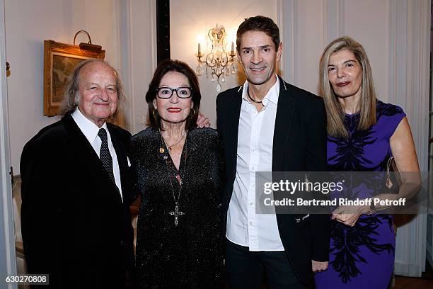 Singer Nana Mouskouri and her husband Andre Chapelle, Bernard Thomasson and Ambassador of Greece in Paris, Maria Theofili attend Nana Mouskouri gives...