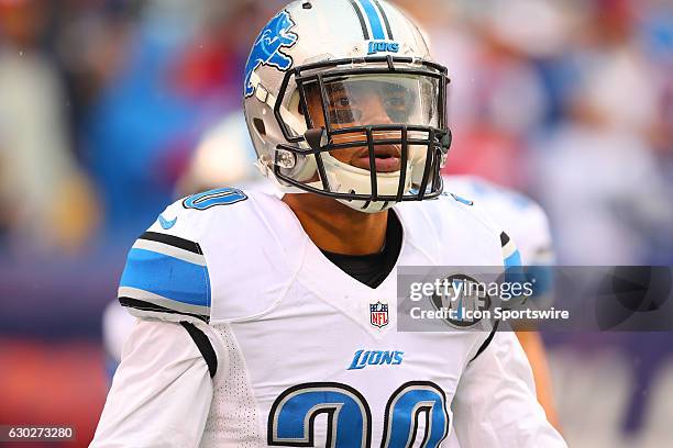 Detroit Lions defensive back Asa Jackson prior to the National Football League game between the New York Giants and the Detroit Lions on December 18...