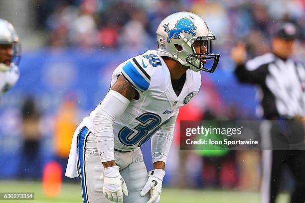 Detroit Lions defensive back Asa Jackson runs during the National Football League game between the New York Giants and the Detroit Lions on December...