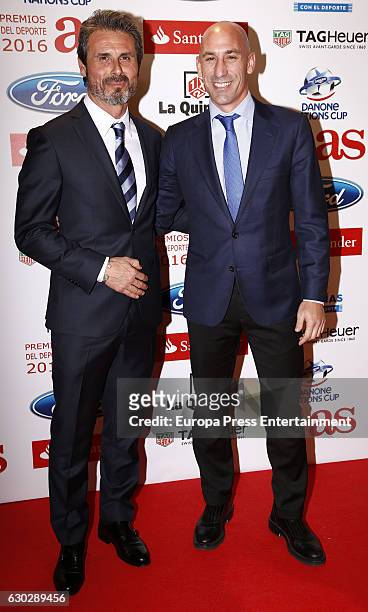 Rafael Alkorta and Luis Rubiales attend 'As Del Deporte' awards 2016 photocall at Palace Hotel on December 19, 2016 in Madrid, Spain.
