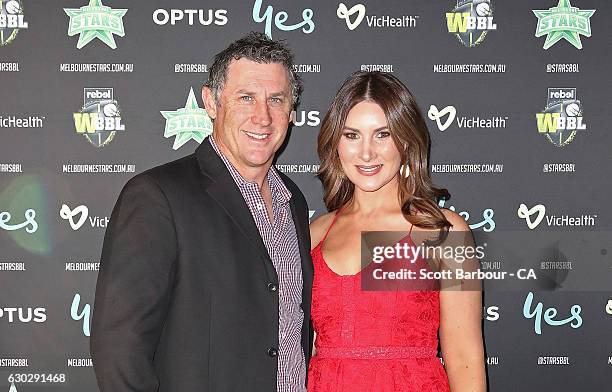 David Hussey and Kirsty Hussey attend the Melbourne Stars BBL Season Launch at The Emerson on December 20, 2016 in Melbourne, Australia.