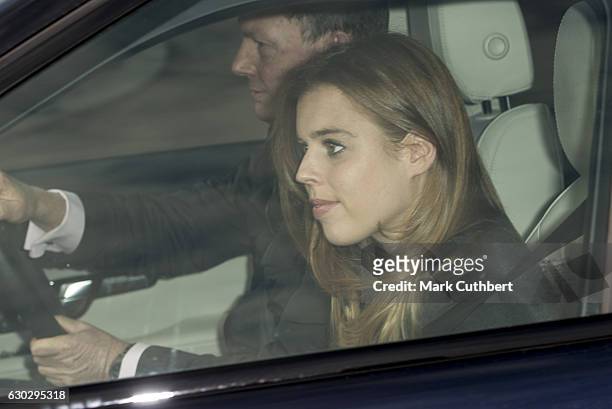 Princess Beatrice attends the annual Buckingham Palace Christmas lunch hosted by The Queen at Buckingham Palace on December 20, 2016 in London,...