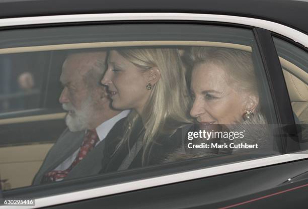 Princess Michael of Kent and Prince Michael of Kent with Lady Gabriella Windsor attend the annual Buckingham Palace Christmas lunch hosted by The...