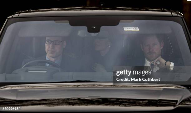 Prince William, Duke of Cambridge and Prince Harry with Catherine, Duchess of Cambridge attend the annual Buckingham Palace Christmas lunch hosted by...