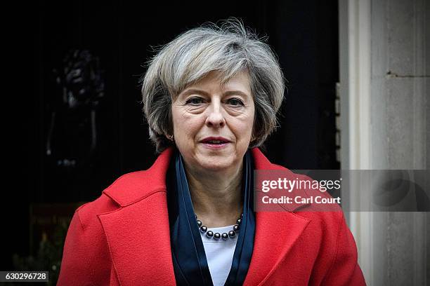 British Prime Minister Theresa May leaves 10, Downing Street to attend a Housing Select Committee on December 20, 2016 in London, England. Mrs May...