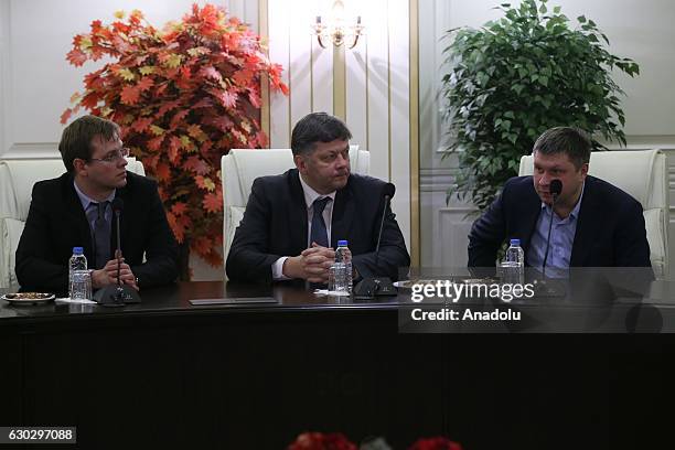 Russian delegation meet with Deputy Chief of Police of Ankara Tolga Yilmaz at Provincial Police Headquarters in Ankara, Turkey to take information on...