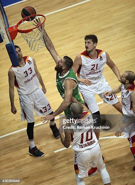 Kostas Kaimakoglou, #21 of Unics Kazan competes with in action during the 2016/2017 Turkish Airlines EuroLeague Regular Season Round 13 game between...