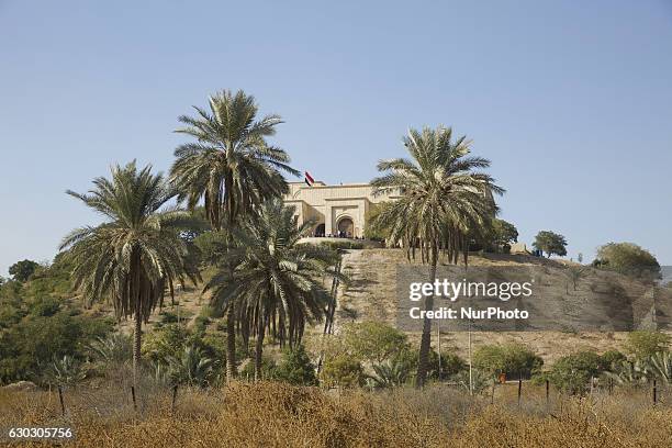 The ruins of the ancient city of Babylon, 59 miles southwest of Baghdad, Iraq on 20 December 2016. Founded 2,300 BC, capital of the Babylonian empire...