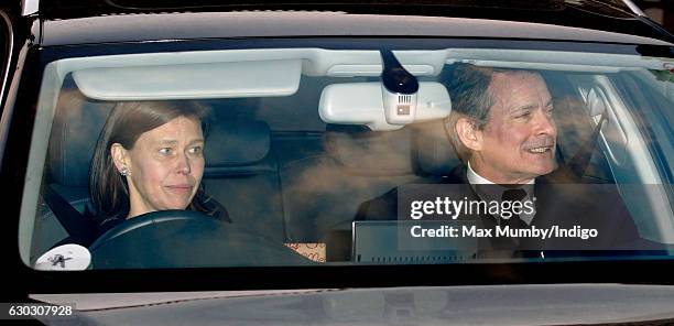 Lady Sarah Chatto and Daniel Chatto attend a Christmas lunch for members of the Royal Family hosted by Queen Elizabeth II at Buckingham Palace on...