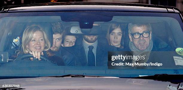 Lady Helen Taylor and Timothy Taylor attend a Christmas lunch for members of the Royal Family hosted by Queen Elizabeth II at Buckingham Palace on...