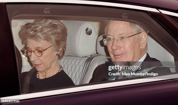 Birgitte, Duchess of Gloucester and Prince Richard, Duke of Gloucester attend a Christmas lunch for members of the Royal Family hosted by Queen...