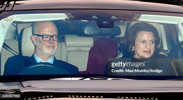 George Windsor, Earl of St Andrews and Sylvana Palma Windsor, Countess of St Andrews attend a Christmas lunch for members of the Royal Family hosted...