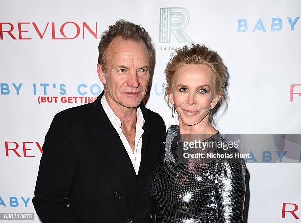 Music artist Sting and actress Trudie Styler attend "Baby It's Cold Outside" - The 2016 Revlon Holiday Concert for The Rainforest Fund Gala at JW...